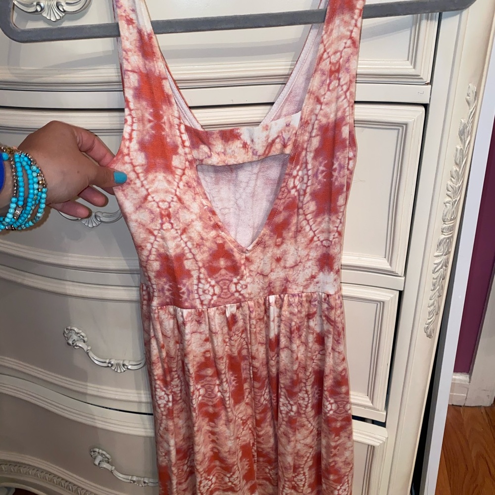 Open back tie dye swing dress